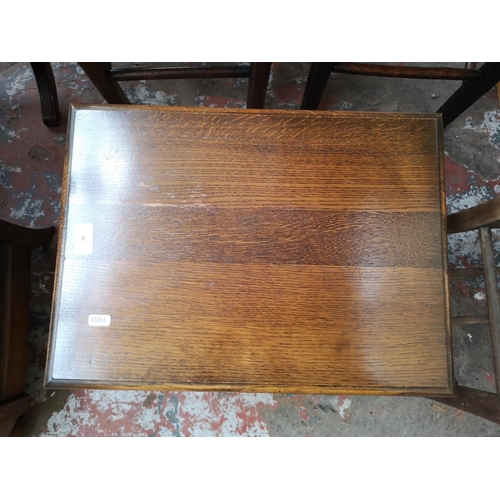 36 - A 17th century style oak joint side table with single drawer