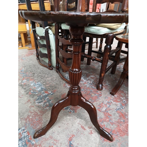 43 - Three 19th century style mahogany occasional tables, two Jaycee tripod wine tables and one rectangul... 