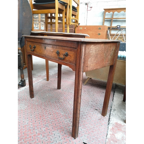 50 - A Georgian oak and mahogany crossbanded single drawer side table - approx. 68cm high x 78cm wide x 4... 