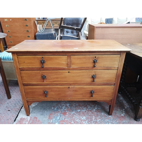 52 - An Edwardian inlaid mahogany chest of two short over two long drawers - approx. 79cm high x 107cm x ... 