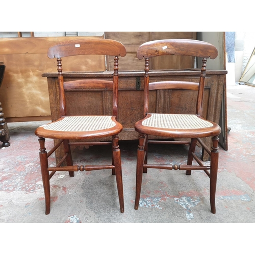 54 - A pair of early 20th century beech and rattan occasional chairs