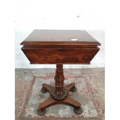 66 - A William IV rosewood pedestal teapoy - approx. 73cm high x 46cm wide x 35cm deep