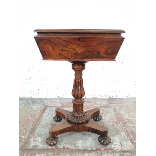 66 - A William IV rosewood pedestal teapoy - approx. 73cm high x 46cm wide x 35cm deep