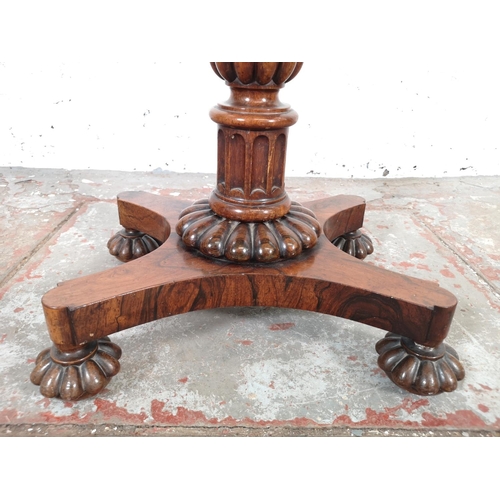 66 - A William IV rosewood pedestal teapoy - approx. 73cm high x 46cm wide x 35cm deep