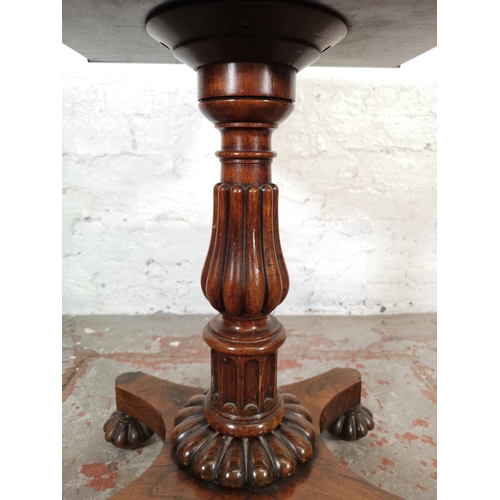 66 - A William IV rosewood pedestal teapoy - approx. 73cm high x 46cm wide x 35cm deep