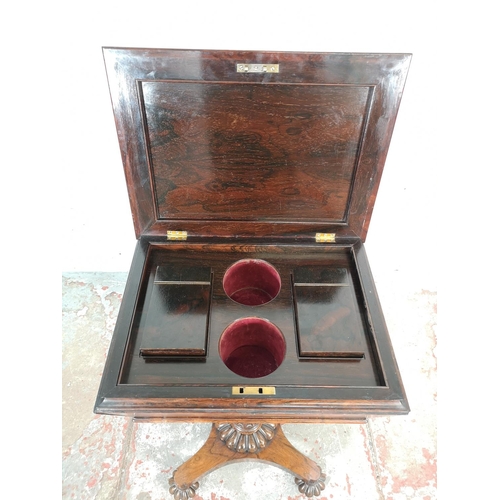 66 - A William IV rosewood pedestal teapoy - approx. 73cm high x 46cm wide x 35cm deep