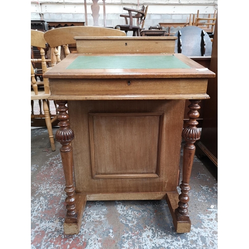 88 - An early 20th century mahogany davenport desk with green leather insert - approx. 83cm high x 54cm w... 