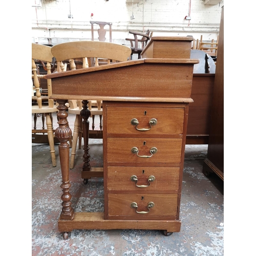 88 - An early 20th century mahogany davenport desk with green leather insert - approx. 83cm high x 54cm w... 