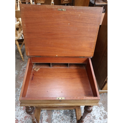 88 - An early 20th century mahogany davenport desk with green leather insert - approx. 83cm high x 54cm w... 