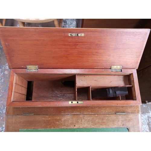 88 - An early 20th century mahogany davenport desk with green leather insert - approx. 83cm high x 54cm w... 