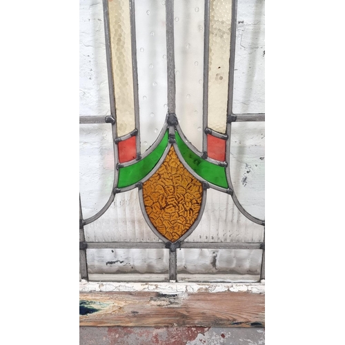 160 - Two 1930s stained glass windows - approx. 76cm high x 106cm wide