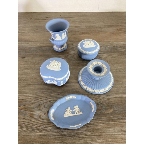 362 - Twelve pieces of Wedgwood Jasperware, ten pale blue and two black