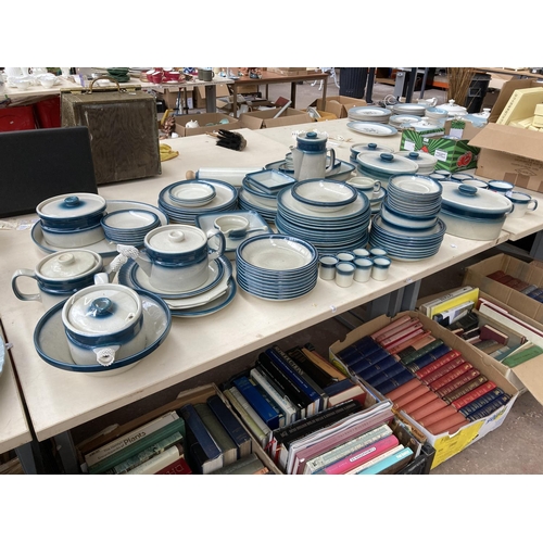 364 - A large collection of Wedgwood Blue Pacific china to include tureens, coffee pot, teapots, rolling p... 