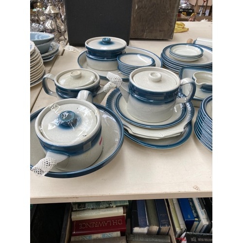 364 - A large collection of Wedgwood Blue Pacific china to include tureens, coffee pot, teapots, rolling p... 