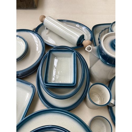 364 - A large collection of Wedgwood Blue Pacific china to include tureens, coffee pot, teapots, rolling p... 