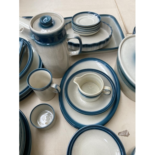 364 - A large collection of Wedgwood Blue Pacific china to include tureens, coffee pot, teapots, rolling p... 