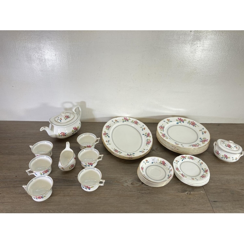 368 - A collection of Wedgwood Chinese Flowers bone china to include six tea cups, six saucers, tea pot, m... 