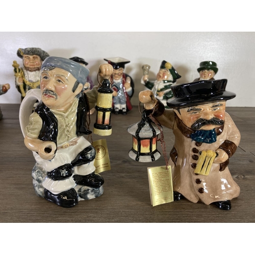 375 - Thirteen Roy Kirkham hand painted toby jugs