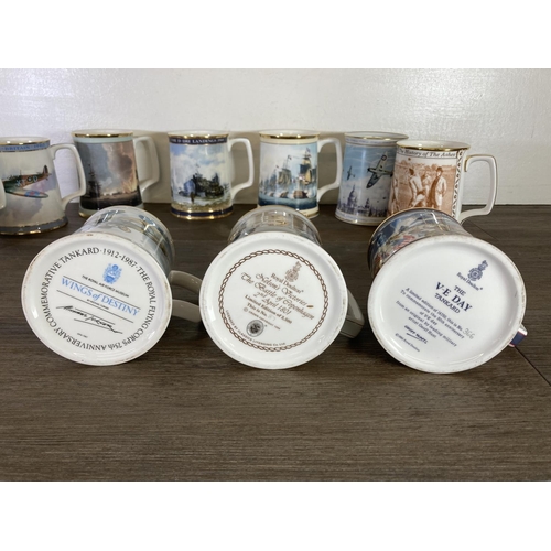 389 - Ten commemorative tankards, eight Royal Doulton limited edition to include The D-Day Tankard no. 744... 