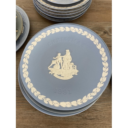 346 - A collection of Wedgwood pale blue Jasperware commemorative plates