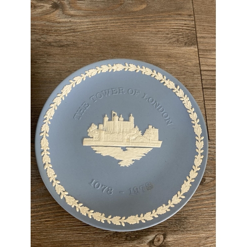 346 - A collection of Wedgwood pale blue Jasperware commemorative plates