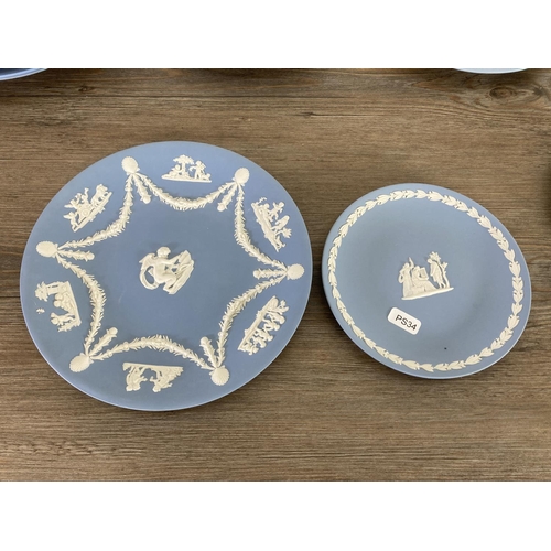 348 - Thirteen Wedgwood pale blue Jasperware plates