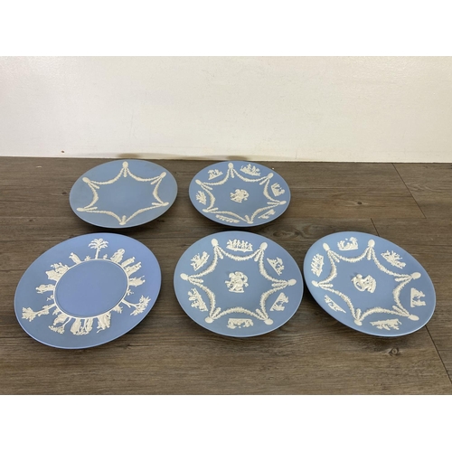 348 - Thirteen Wedgwood pale blue Jasperware plates