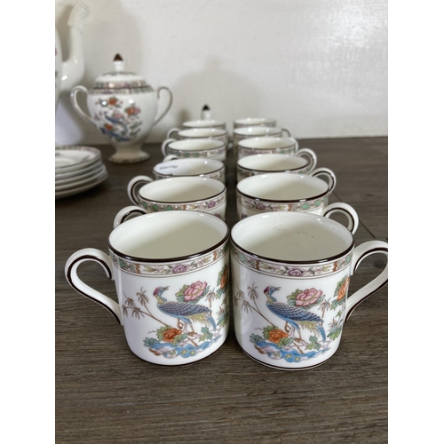 357 - A collection of Wedgwood Kutani Crane bone china to include coffee pot, two coffee cups, twelve espr... 