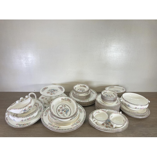 360 - A large collection of Wedgwood Kutani Crane bone china to include gravy boat and under plate, meat d... 