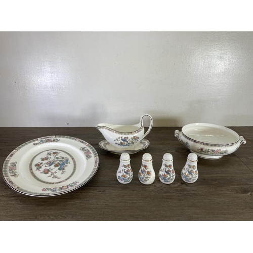 360 - A large collection of Wedgwood Kutani Crane bone china to include gravy boat and under plate, meat d... 