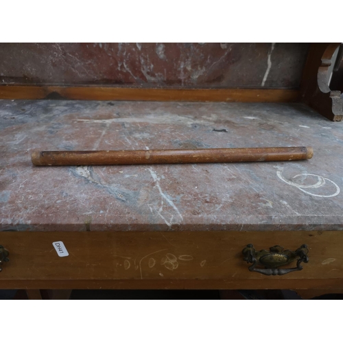 129 - An Edwardian satinwood and marble washstand - approx. 130cm high x 100cm wide x 49cm deep