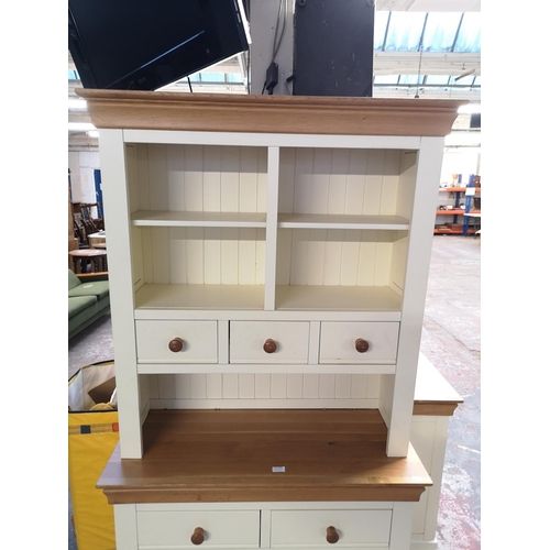 147A - A modern oak and cream painted dresser - approx. 190cm high x 98cm wide x 43cm deep