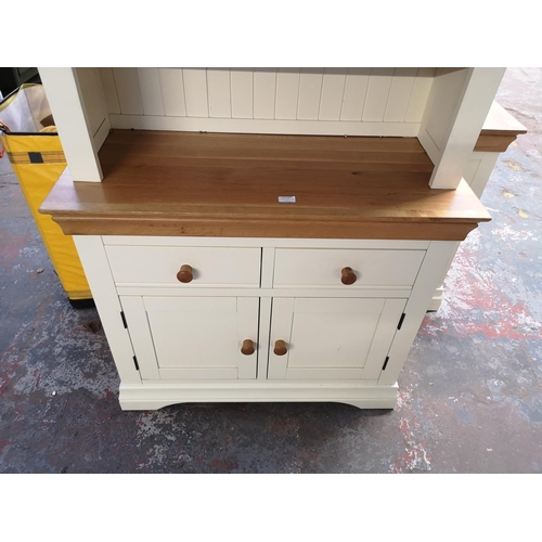 147A - A modern oak and cream painted dresser - approx. 190cm high x 98cm wide x 43cm deep