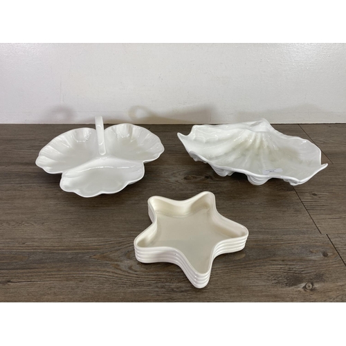 403 - A collection of china to include Wedgwood Edme shell shaped plates, Wedgwood Edme star shaped snack ... 