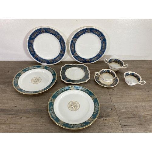 404 - A collection of Wedgwood china to include Columbia Blue and Gold, Waverley 24cm bowl, Wild Strawberr... 