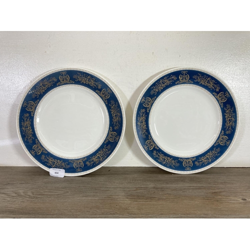 404 - A collection of Wedgwood china to include Columbia Blue and Gold, Waverley 24cm bowl, Wild Strawberr... 