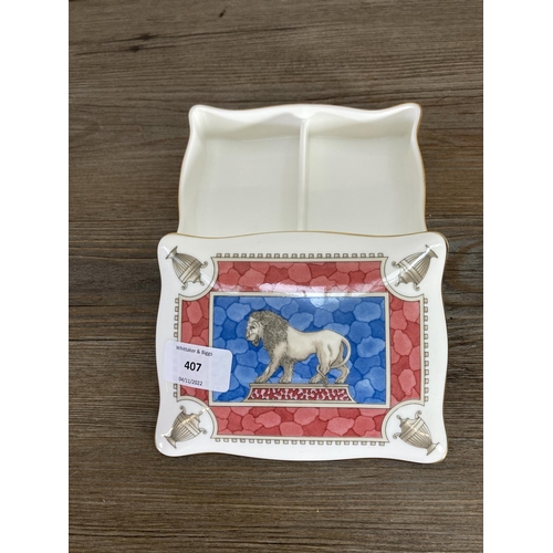 407 - Four pieces of Wedgwood china to include Ralph Lauren Polo Bear rectangular dish, Lion & Stone recta... 