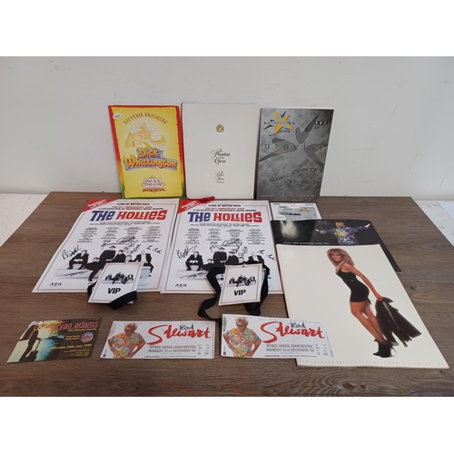 862 - A collection of concert and show souvenirs to include two signed The Hollies 60th anniversary tour p... 