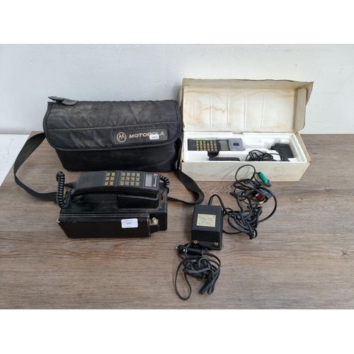 874 - Two vintage mobile phones, one boxed Nokia Cityman 100 and one cased Motorola 4800X car phone