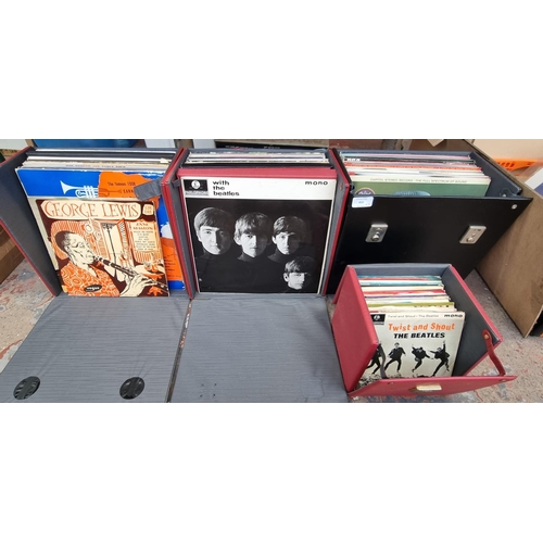 850 - Three record cases containing a collection of LP and 7