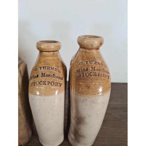 385 - A collection of 19th century stoneware bottles to include G Turner Wine Merchants Stockport, W. Turn... 