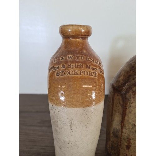 385 - A collection of 19th century stoneware bottles to include G Turner Wine Merchants Stockport, W. Turn... 