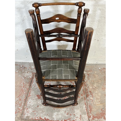 42 - Four 19th century oak and rush seated Lancashire chairs