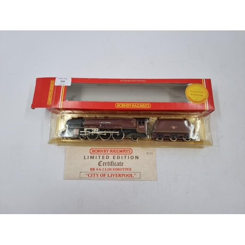 518 - A boxed Hornby Railways R.194 BR4-6-2 Coronation Class City of Liverpool limited Edition 'OO' gauge ... 