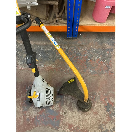 217 - A Ryobi petrol powered strimmer and long reach hedge cutter