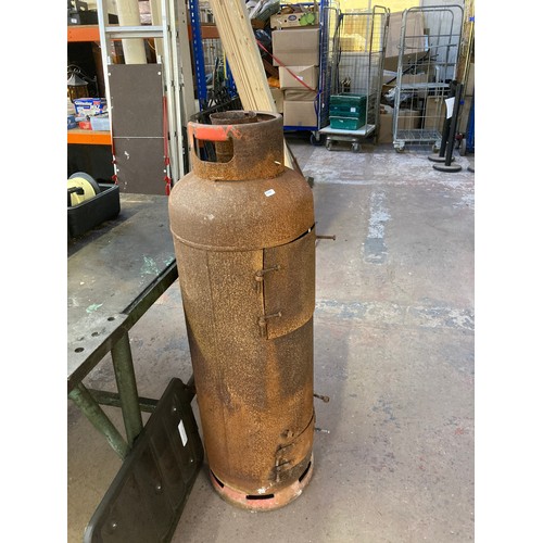 242B - A cast iron Cheshire Gass cannister converted chiminea - approx. 122cm high