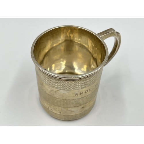 1260 - A hallmarked Birmingham silver christening mug, dated 1927 - approx. gross weight 122 grams