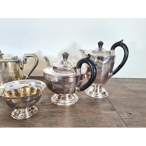 427 - Five pieces of silver plated ware to include Viners of Sheffield coffee pot, Viners of Sheffield Alp... 