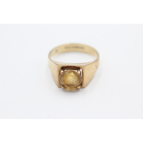 1014 - A 9ct gold citrine cocktail ring, size P - approx. gross weight 3.4 grams