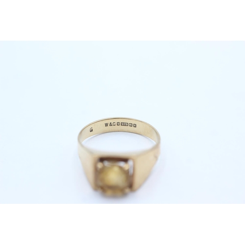 1014 - A 9ct gold citrine cocktail ring, size P - approx. gross weight 3.4 grams